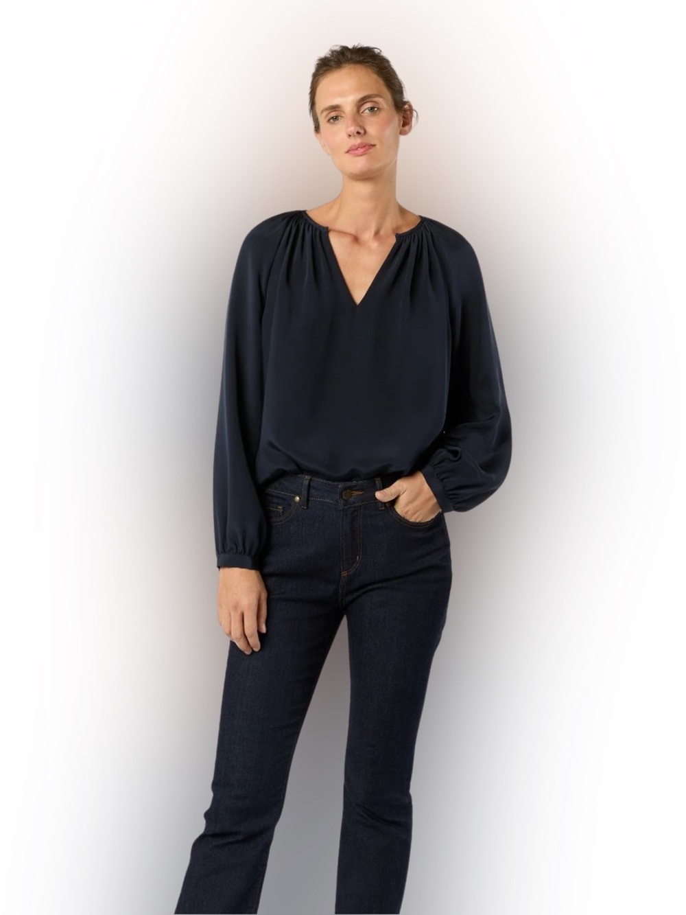 Ann Mashburn Ariana Black 100% Silk Crepe de Chine Blouse XL